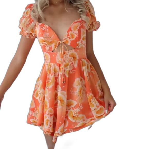 REVOLVE Pants - Saints & Secrets Romper Playsuit Peach floral one piece vacation NWT Size Large